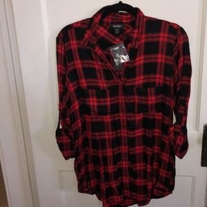 Black and Red plaid button down.